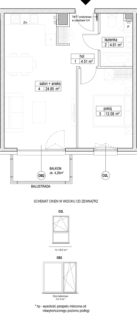 Plan 2 pok. 46m²