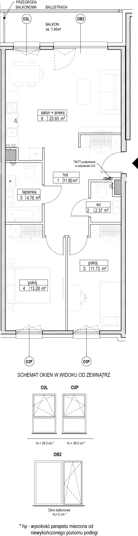 Plan 3 pok. 68m²