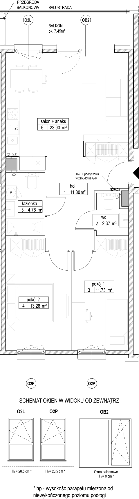 Plan 3 pok. 68m²