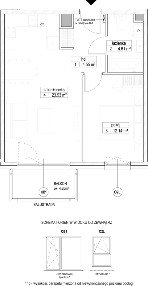 Plan 2 pok. 45m²
