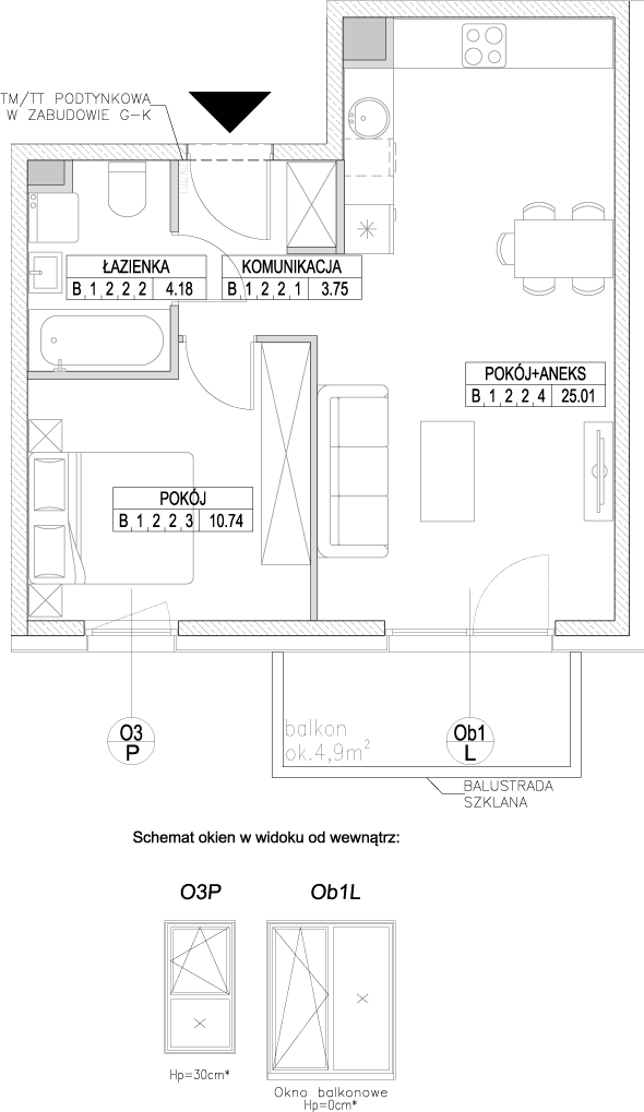 Plan 2 pok. 44m²