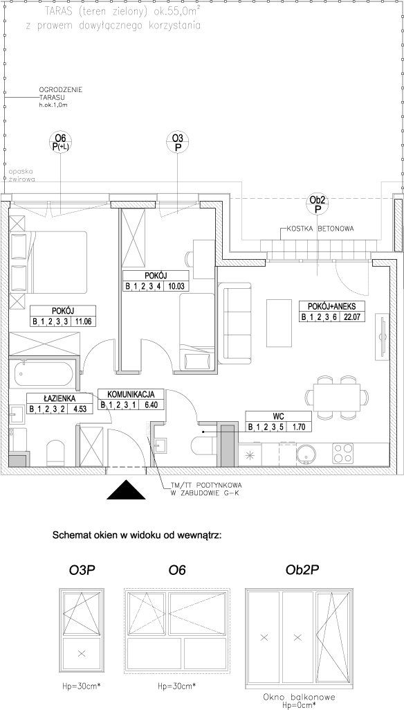 Plan 3 pok. 56m²