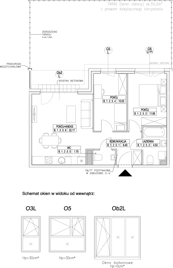 Plan 3 pok. 56m²