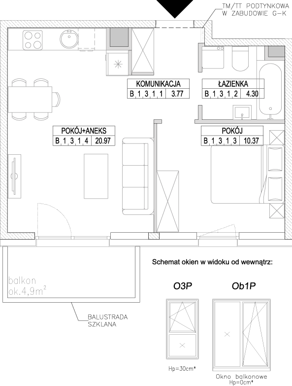 Plan 2 pok. 39m²