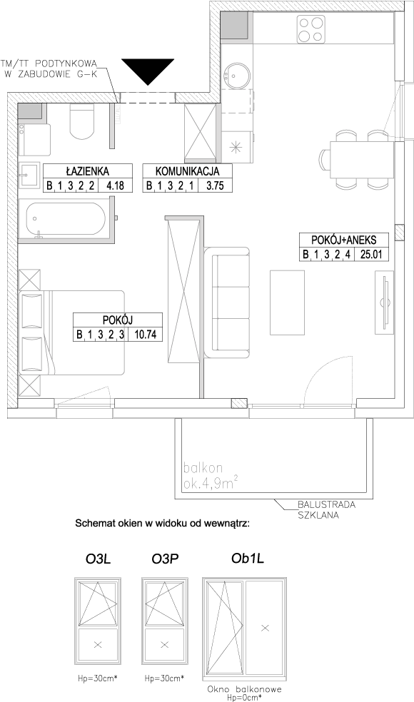 Plan 2 pok. 44m²