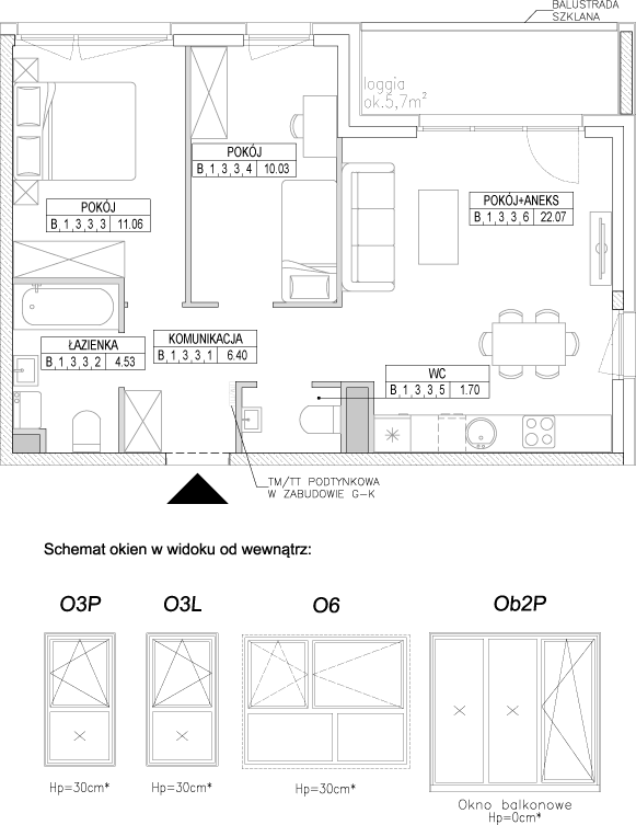 Plan 3 pok. 56m²