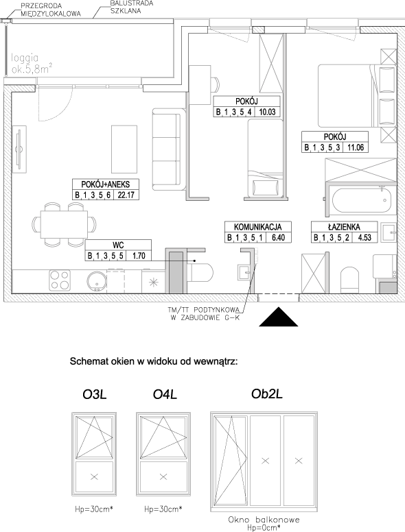Plan 3 pok. 56m²