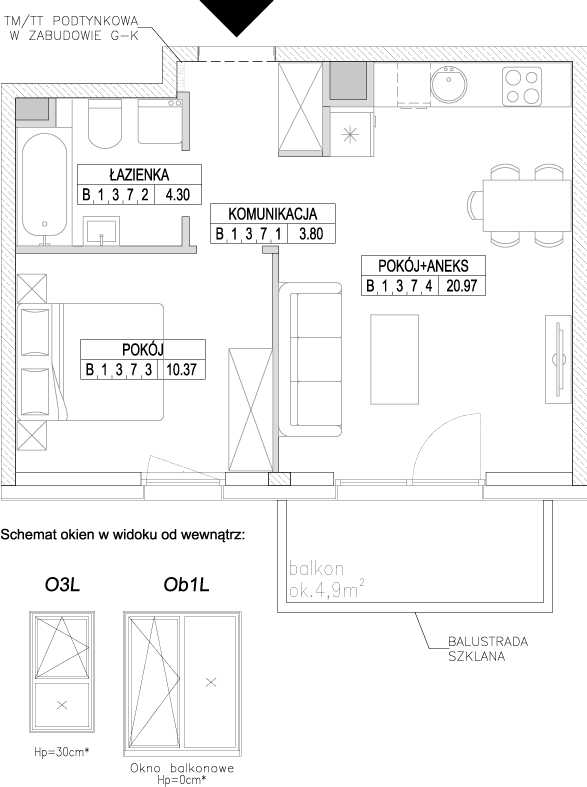 Plan 2 pok. 39m²