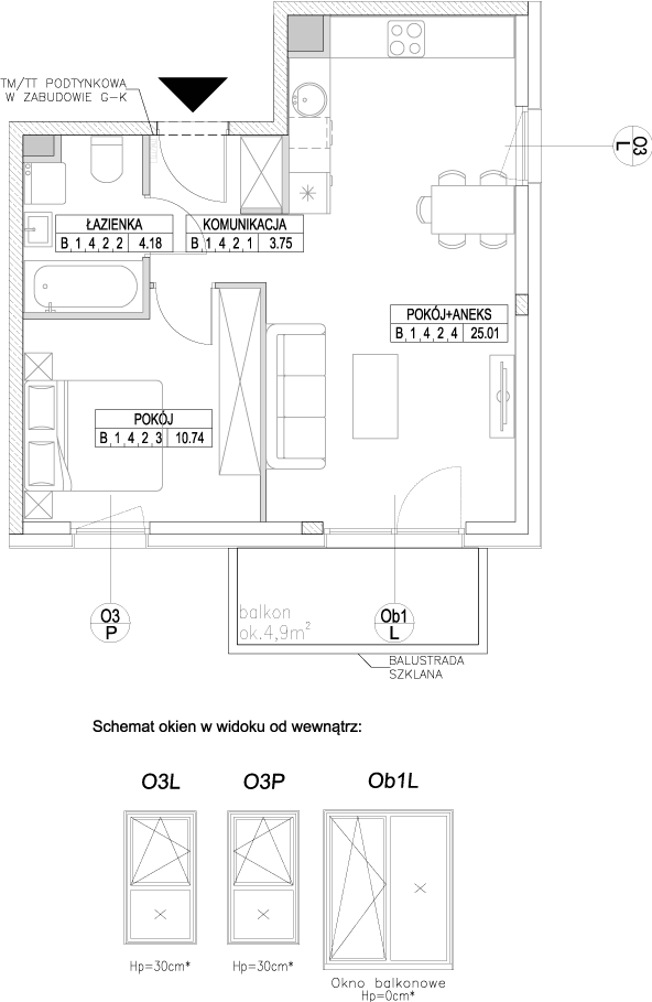 Plan 2 pok. 44m²