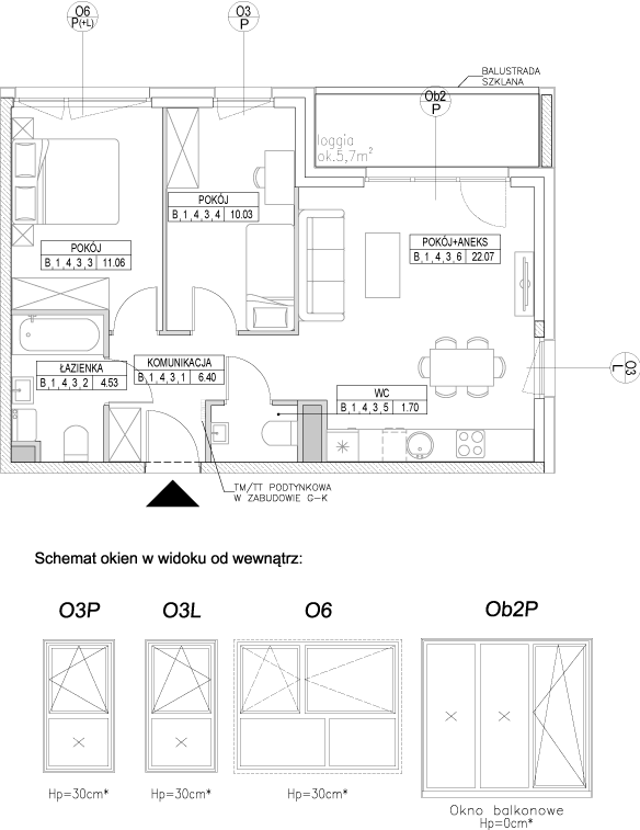 Plan 3 pok. 56m²