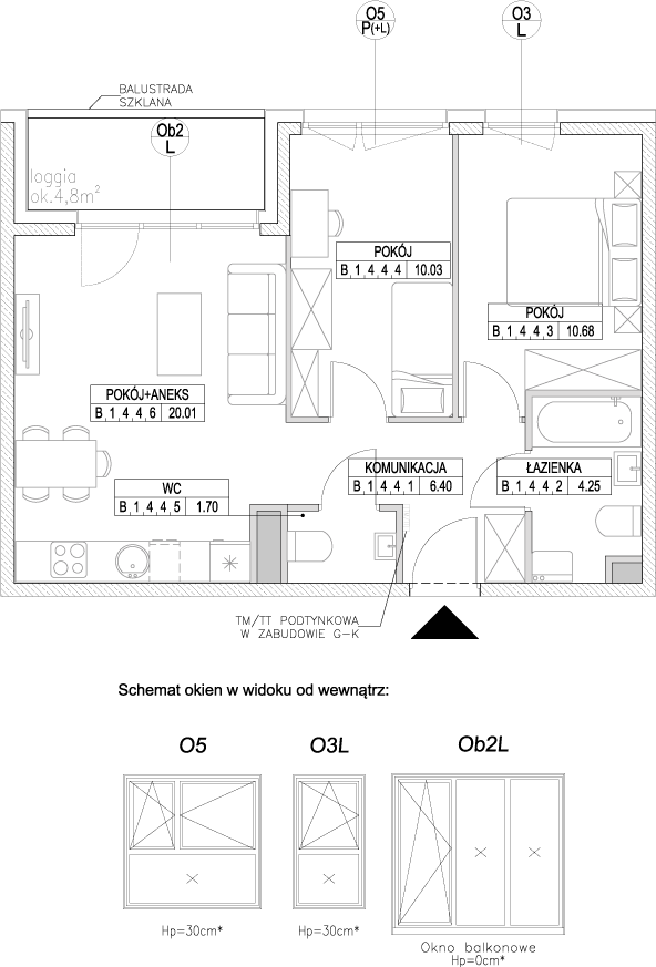 Plan 3 pok. 53m²