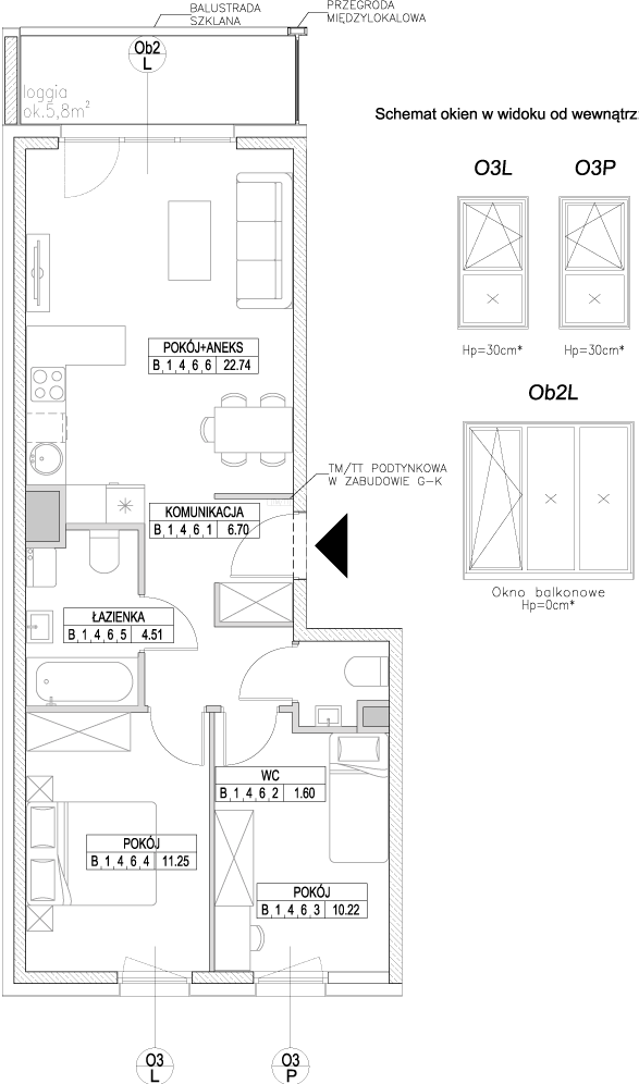 Plan 3 pok. 57m²