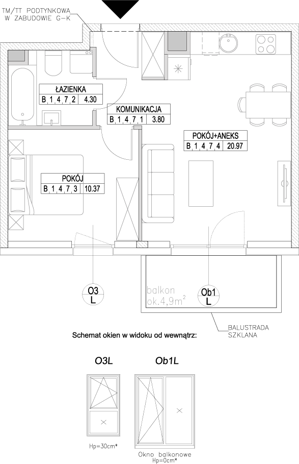 Plan 2 pok. 39m²