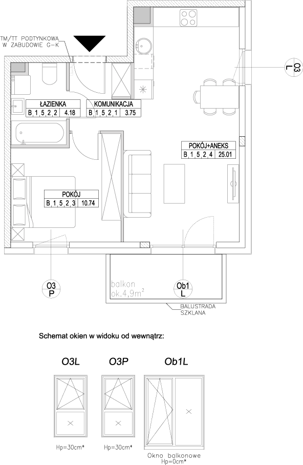 Plan 2 pok. 44m²