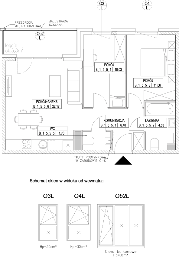 Plan 3 pok. 56m²