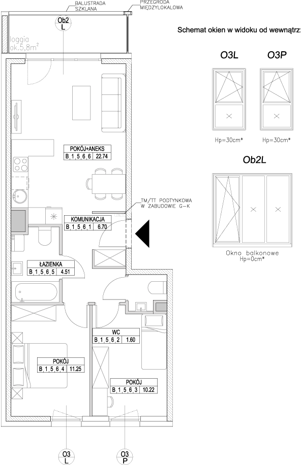 Plan 3 pok. 57m²