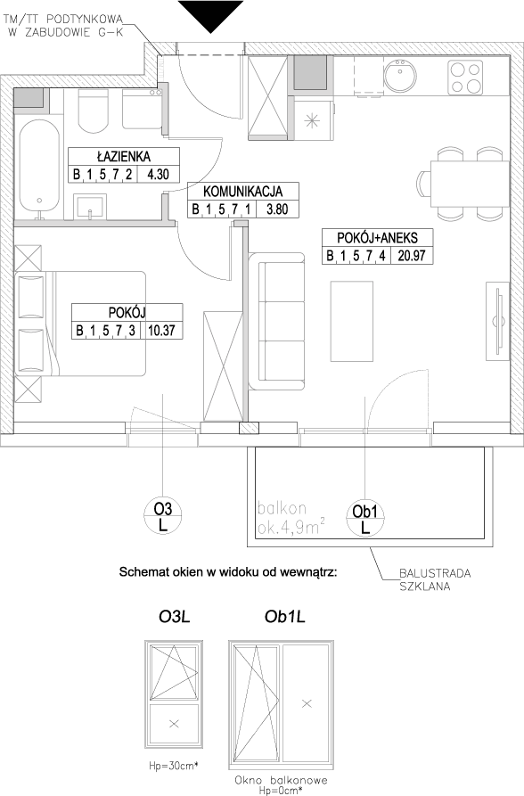 Plan 2 pok. 39m²