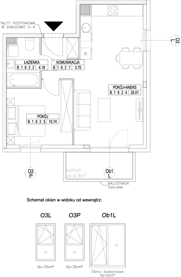 Plan 2 pok. 44m²