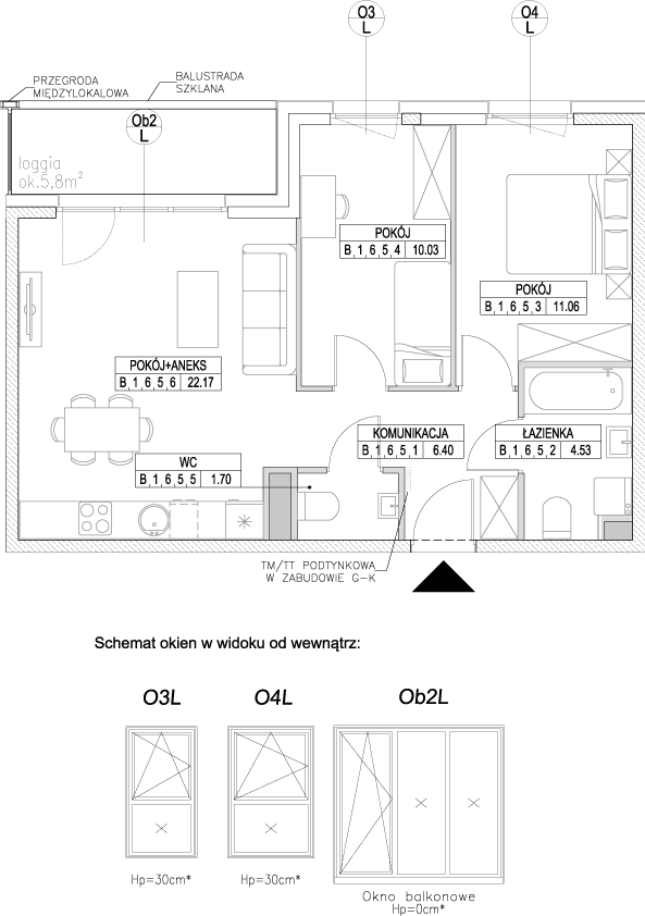 Plan 3 pok. 56m²