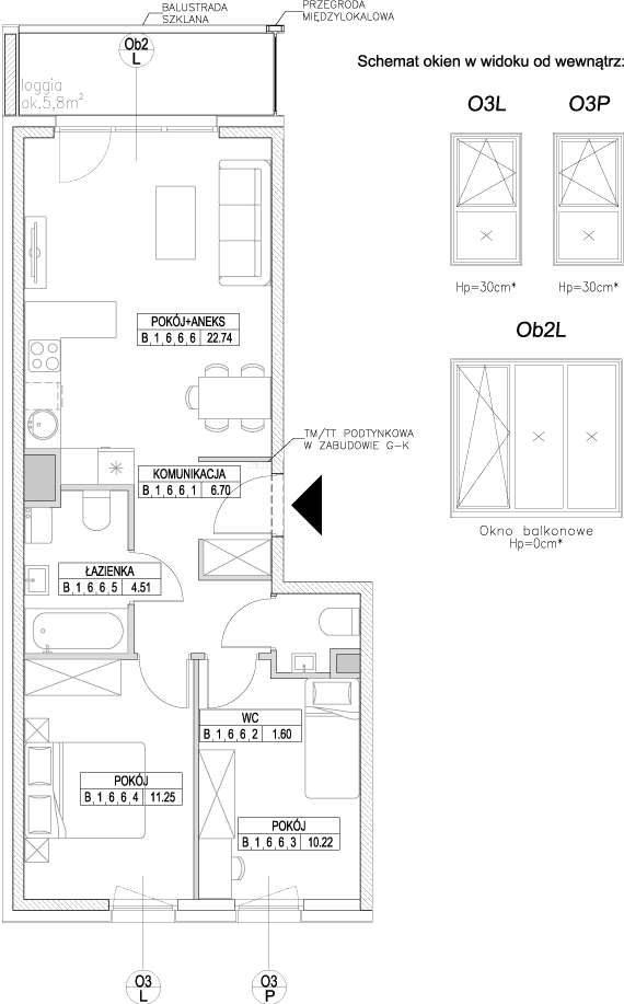 Plan 3 pok. 57m²