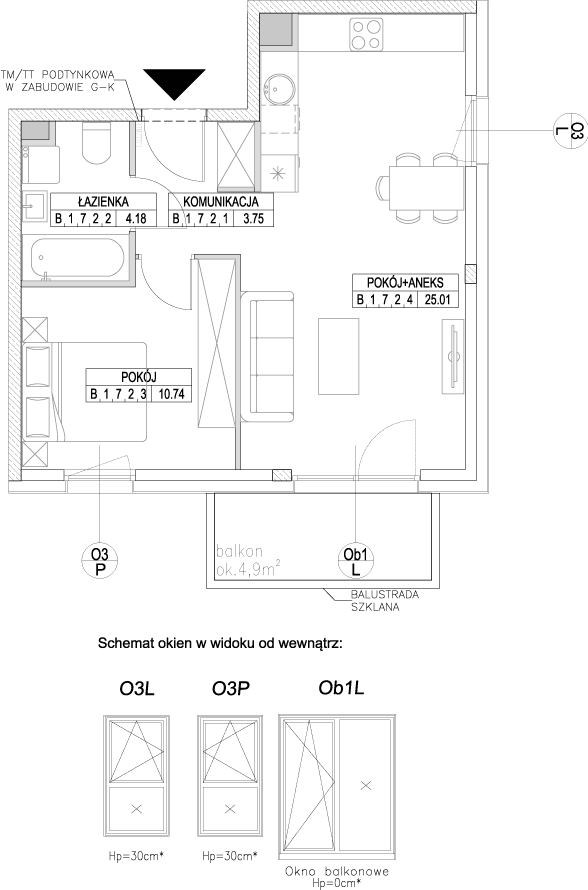 Plan 2 pok. 44m²