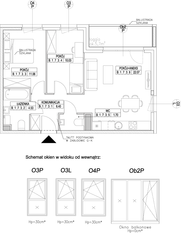 Plan 3 pok. 56m²