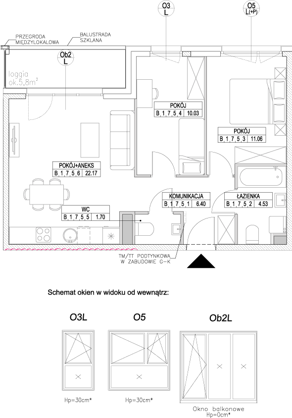 Plan 3 pok. 56m²