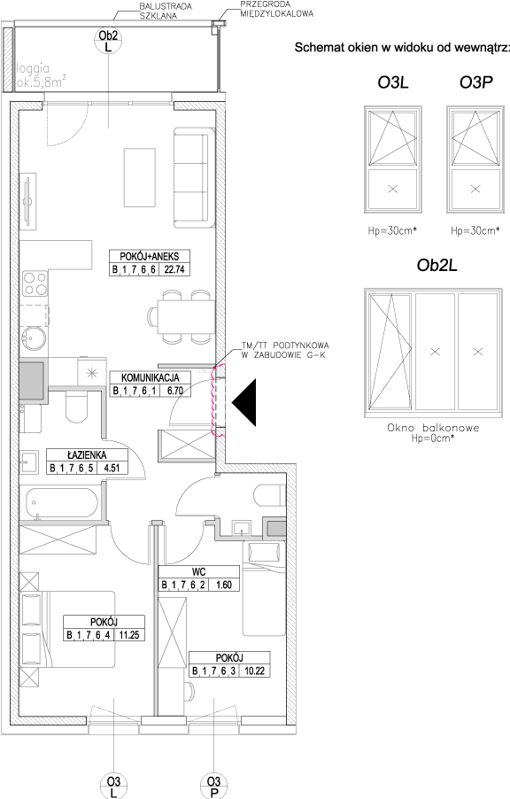 Plan 3 pok. 57m²