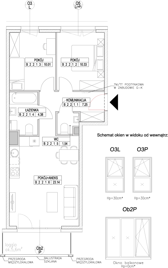 Plan 3 pok. 57m²