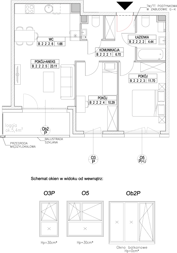 Plan 3 pok. 58m²