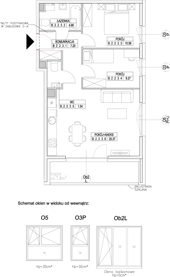Plan 3 pok. 58m²