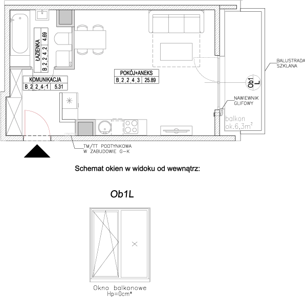 Plan 1 pok. 36m²