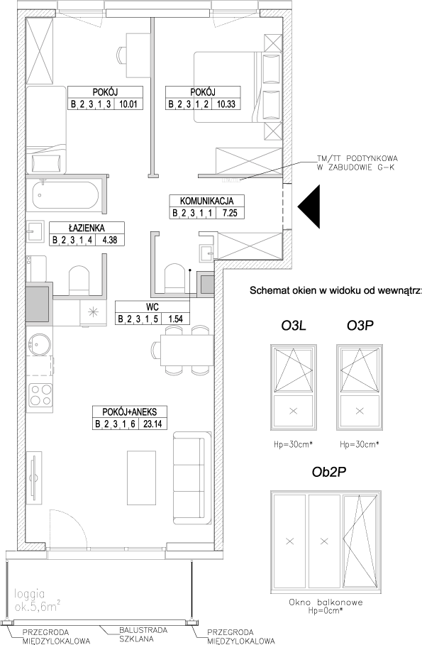 Plan 3 pok. 57m²