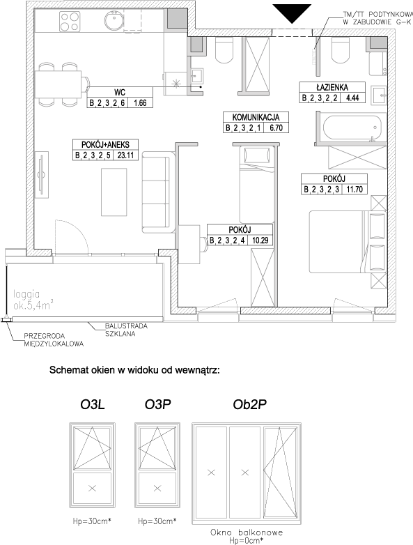 Plan 3 pok. 58m²