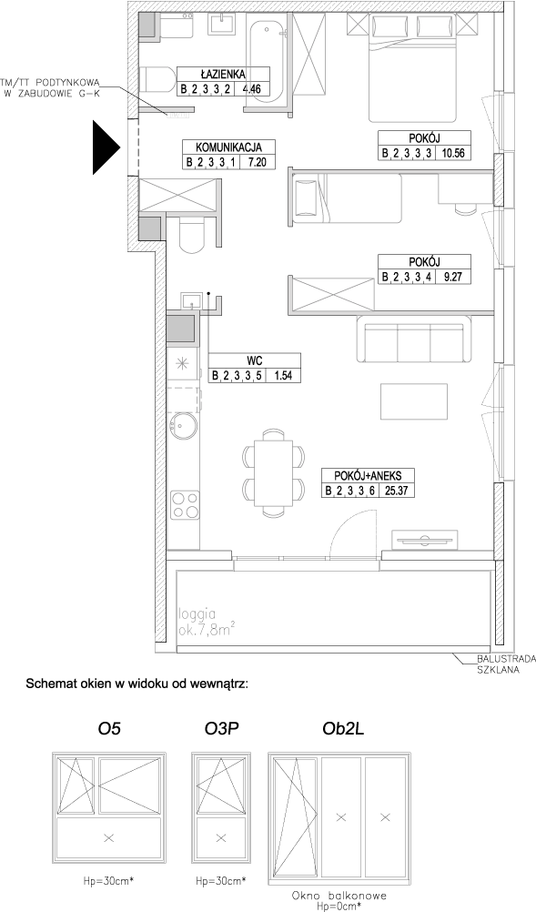 Plan 3 pok. 58m²