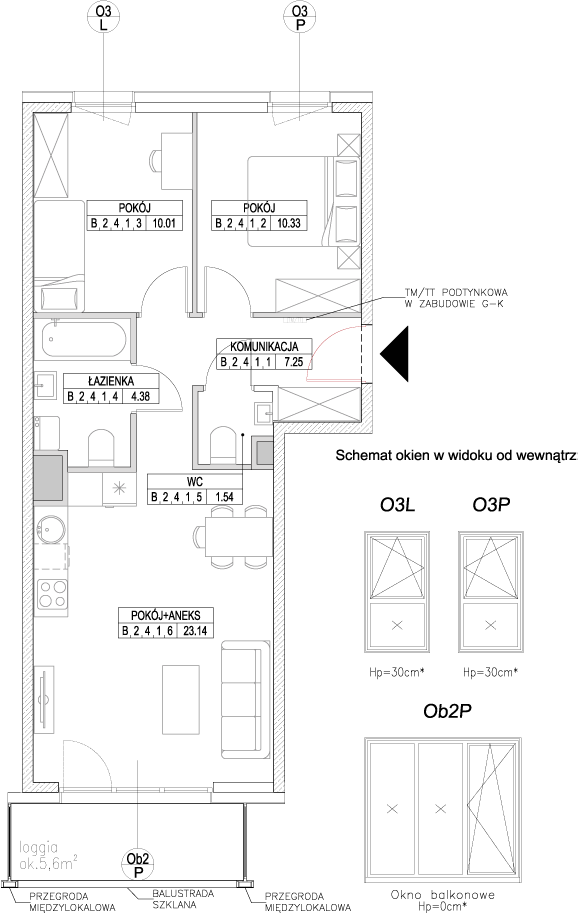 Plan 3 pok. 57m²