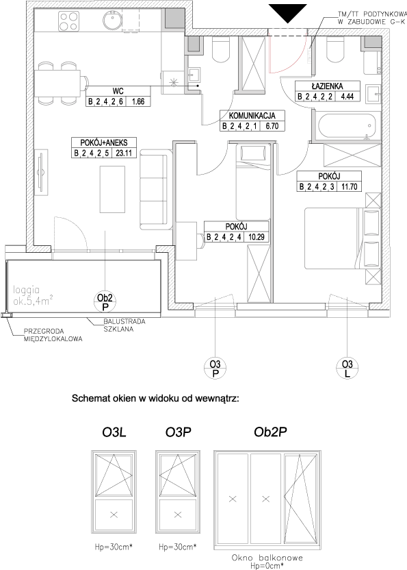 Plan 3 pok. 58m²