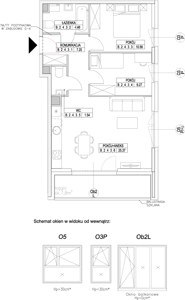 Plan 3 pok. 58m²