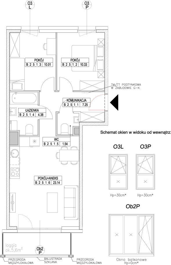 Plan 3 pok. 57m²