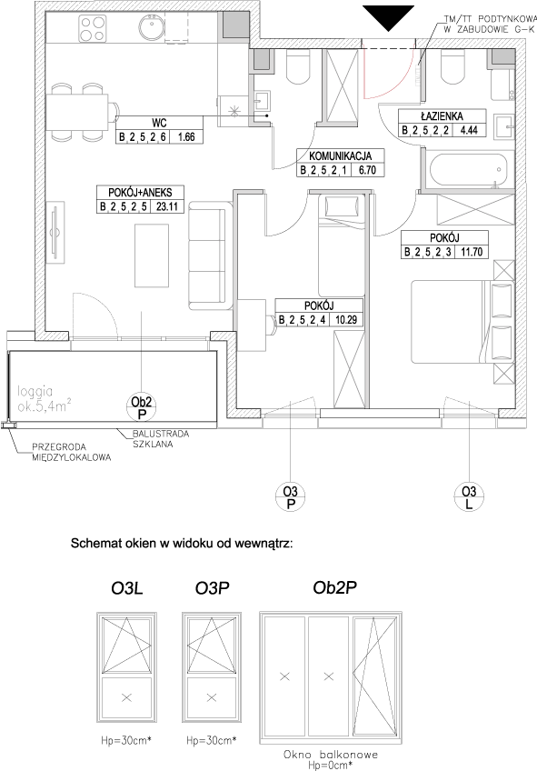 Plan 3 pok. 58m²