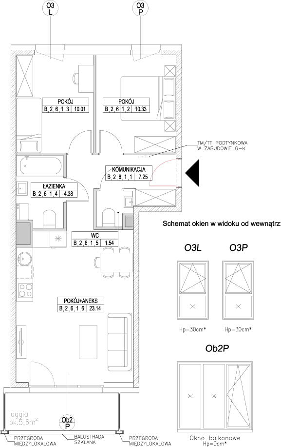 Plan 3 pok. 57m²