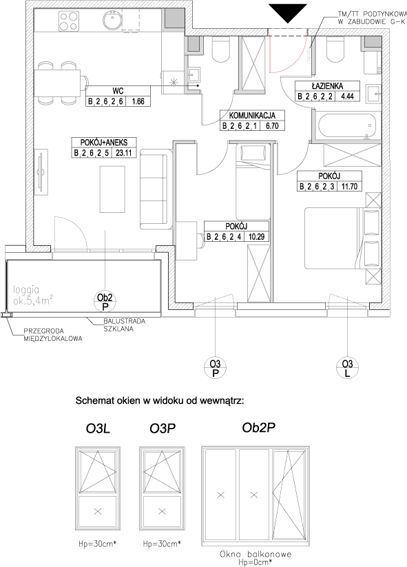 Plan 3 pok. 58m²