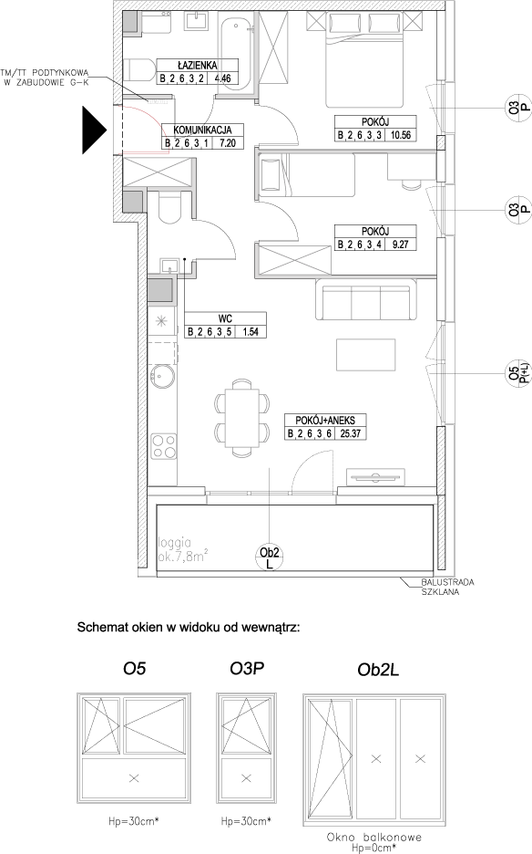 Plan 3 pok. 58m²