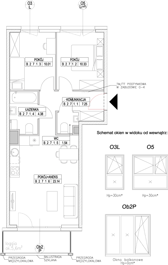 Plan 3 pok. 57m²