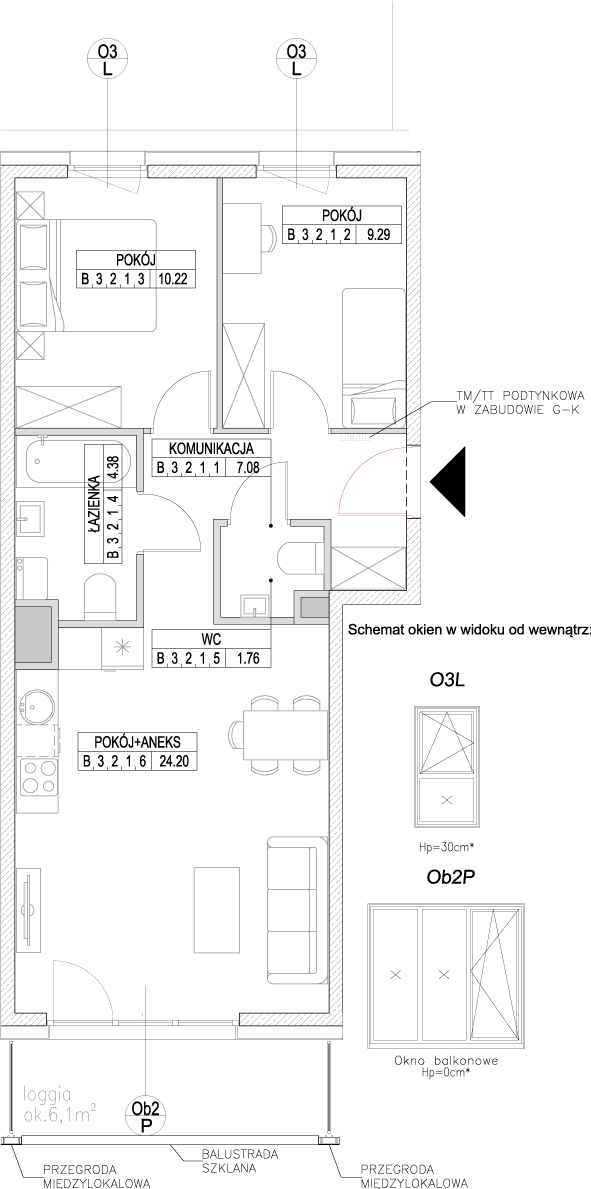 Plan 3 pok. 57m²