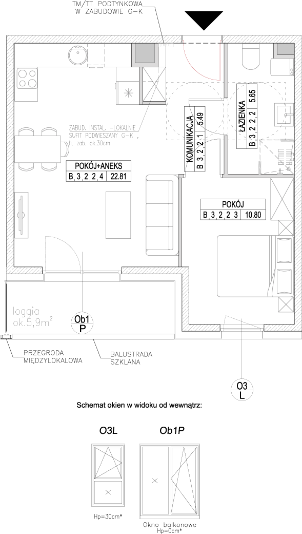 Plan 2 pok. 45m²