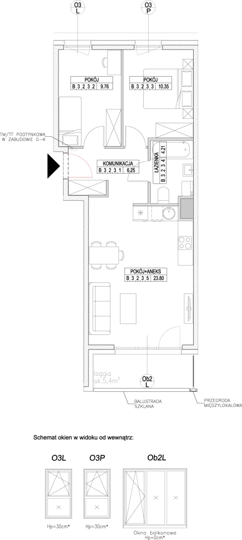 Plan 3 pok. 54m²