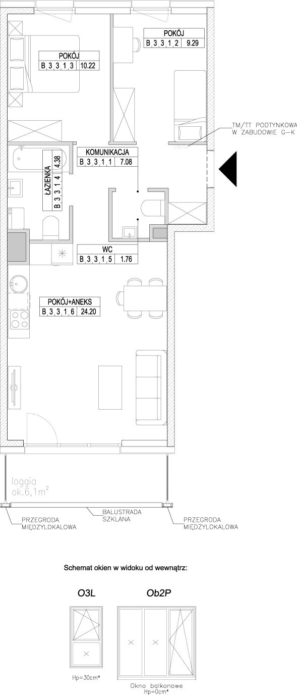 Plan 3 pok. 57m²