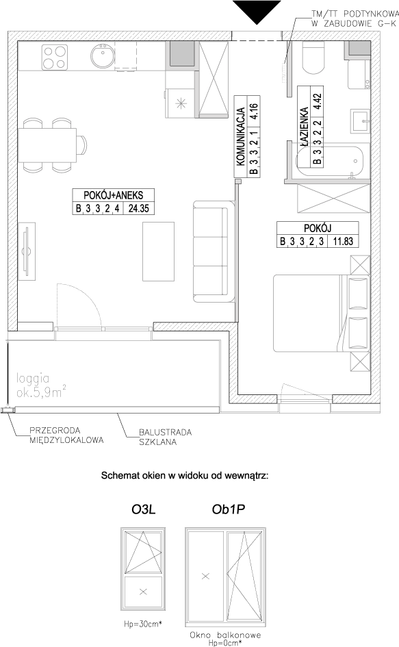 Plan 2 pok. 45m²