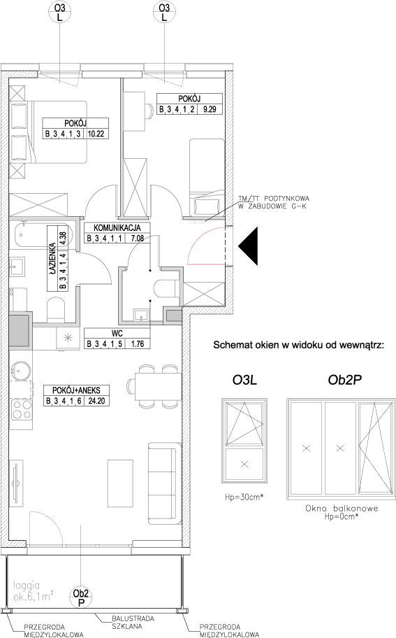 Plan 3 pok. 57m²
